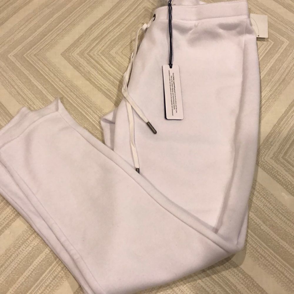 Butter White Distressed Hem Bottom Joggers